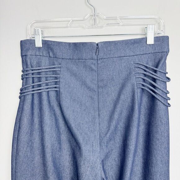 CUSHNIE ET OCHS | Lace Up Wide Leg High Rise Blue Pants Women’s Size 10 - Picture 3 of 10